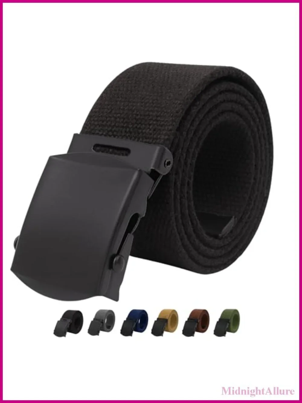 Canvas Web Belt Military Golf Belt with Black Buckle Waist Up to 45
